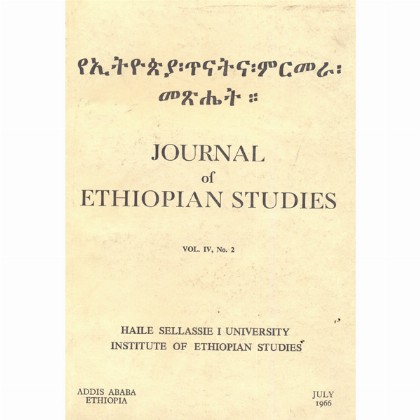 Journal of Ethiopian Studies Vol.IV No.2 (July 1966)