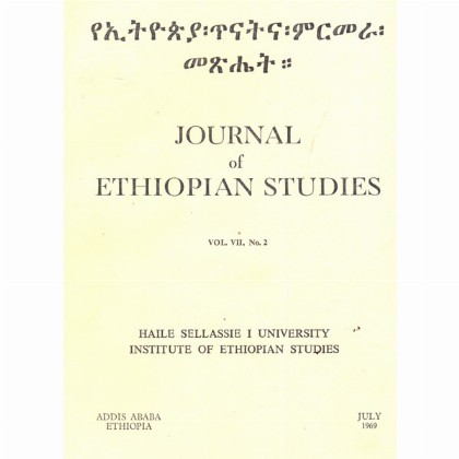 Journal of Ethiopian Studies Vol.VII No.2 (July 1969)