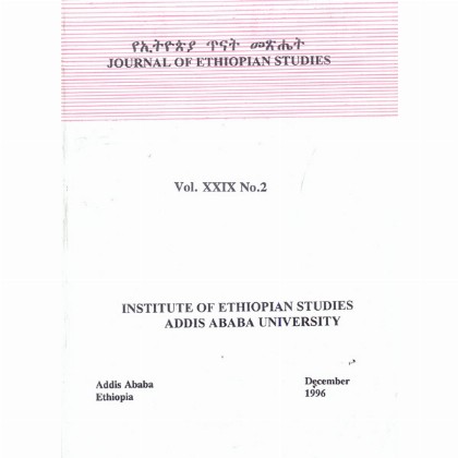Journal of Ethiopian Studies Vol.XXIX No.2 (December 1996)