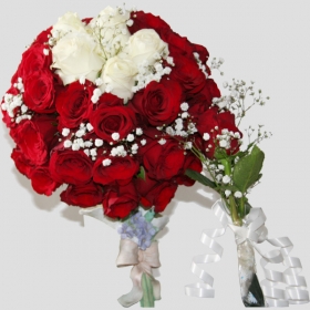 Mix Flower Bouquet - Red & White