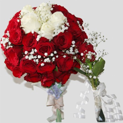 Mix Flower Bouquet - Red & White