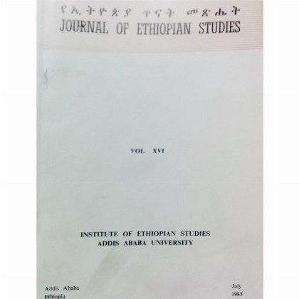 Journal of Ethiopian Studies Vol.XVI (July 1983)