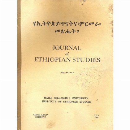 Journal of Ethiopian Studies Vol.VI No.2 (July 1968)