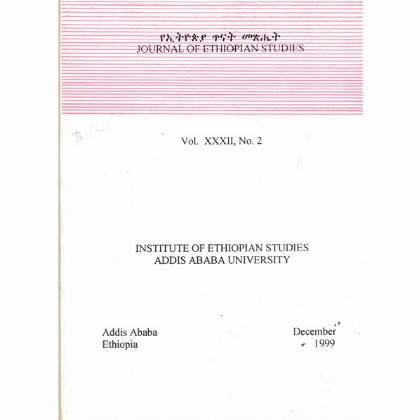 Journal of Ethiopian Studies Vol.XXXII No.2 (Decemeber 1999)