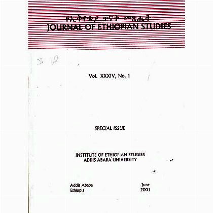 Journal of Ethiopian Studies Vol.XXXIV, No.1 (June 2001)(Special Issue ) - Mereb.Shop - የኢትዮጵያ ጥናት መጽሔት